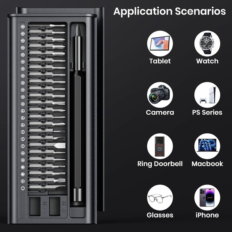 HRPHRP 38-in-1 Precision Screwdriver Set,Mini Professional Magnetic Pads Tiny Repair Tool Kit for Macbook,Computer,Laptop,iPhone, PS4,PS5,Xbox, Switch,Eyeglasses,Watch,Ring Doorbell,Electronic,Gifts for Men - Image 2